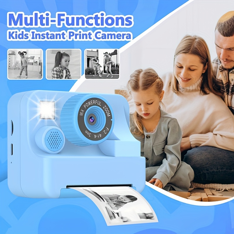 Kids Camera Instant Print Camera For Kids, Portable Camera That Print Photo, Instant Digital Camera For Kids Printing Camera Toy 3 4 5 6 7 8 9 10 Year Boy Girl Christmas Birthday Gift