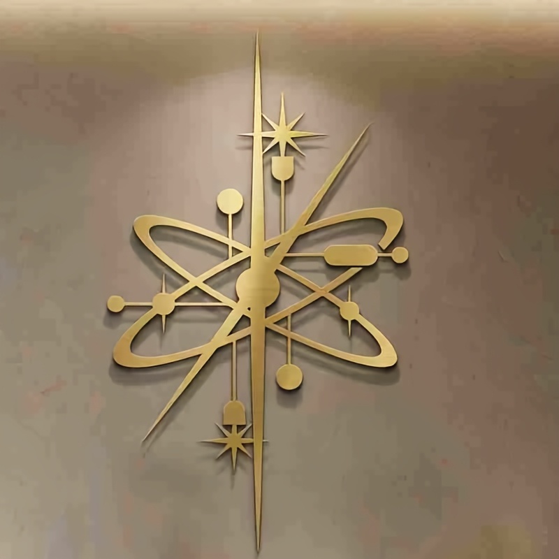 TEMU 1pc Atomic Starburst Metal Wall Art, Medieval Modern Sculpture, Retro Geometric Ornament, Home Decor, Scene Decoration, Themed Party Decor, Wall