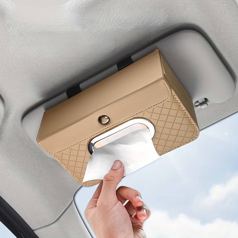 

Leather Car Box Car Sun Visor Type Hanging Container Towel Napkin Holder Paper Rack Organizer Storage Bag