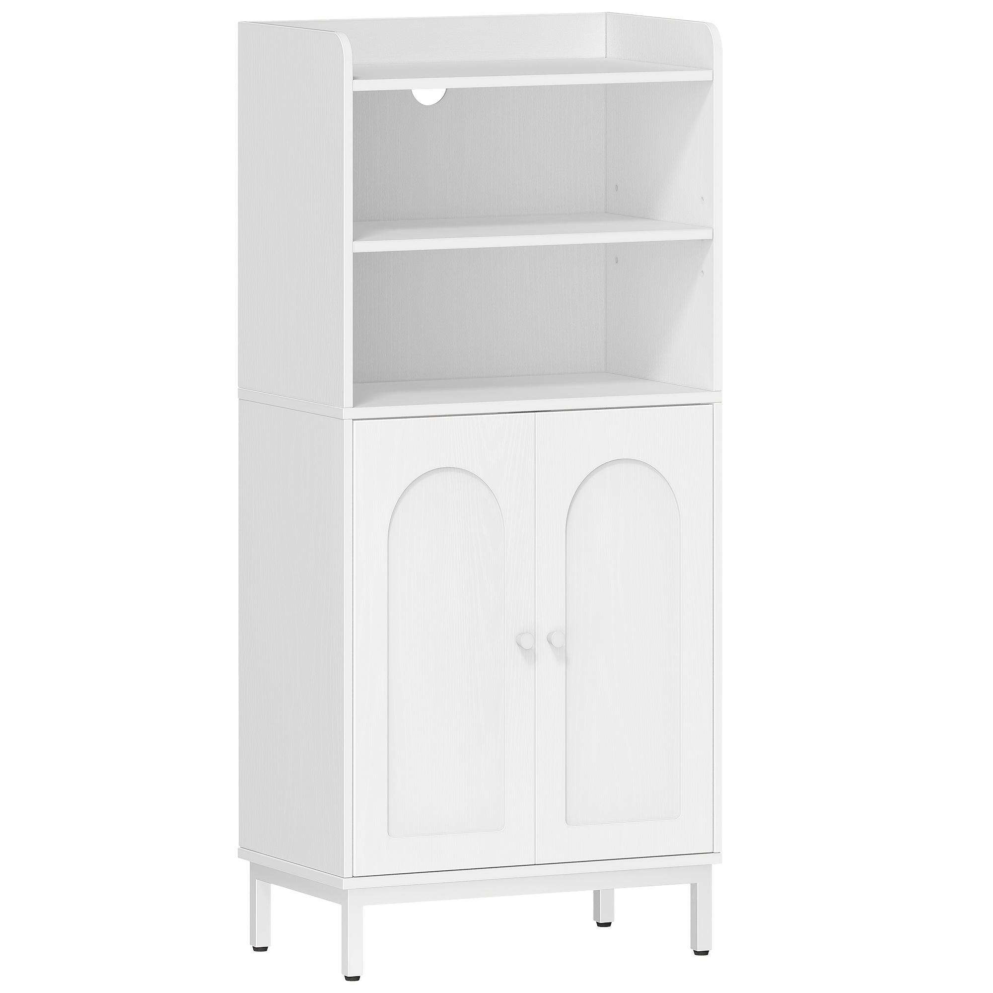 Image of Medicine Cabinet, Bathroom Cabinet, Kitchen Cabinet With 2 Open Compartments, 2 Doors, 2 Adjustable Shelves, Freestanding Bathroom, 20 X 37 X 84 Cm, White