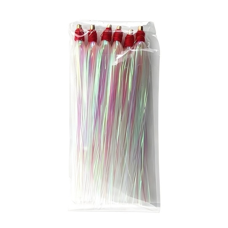 TEMU Fishing Mylar Flash Teaser Tail - 6pcs Fishing Bucktail Teaser Fishing Bait Rigs For Rig Saltwater Fishing Teasers Plugs 3 Colors