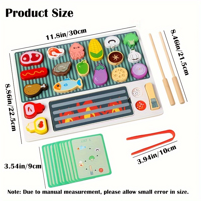 Image of Wooden Bbq Grill Toy Set, , Barbecue Simulation Food, Wooden Play House Toys, Gift For Kids