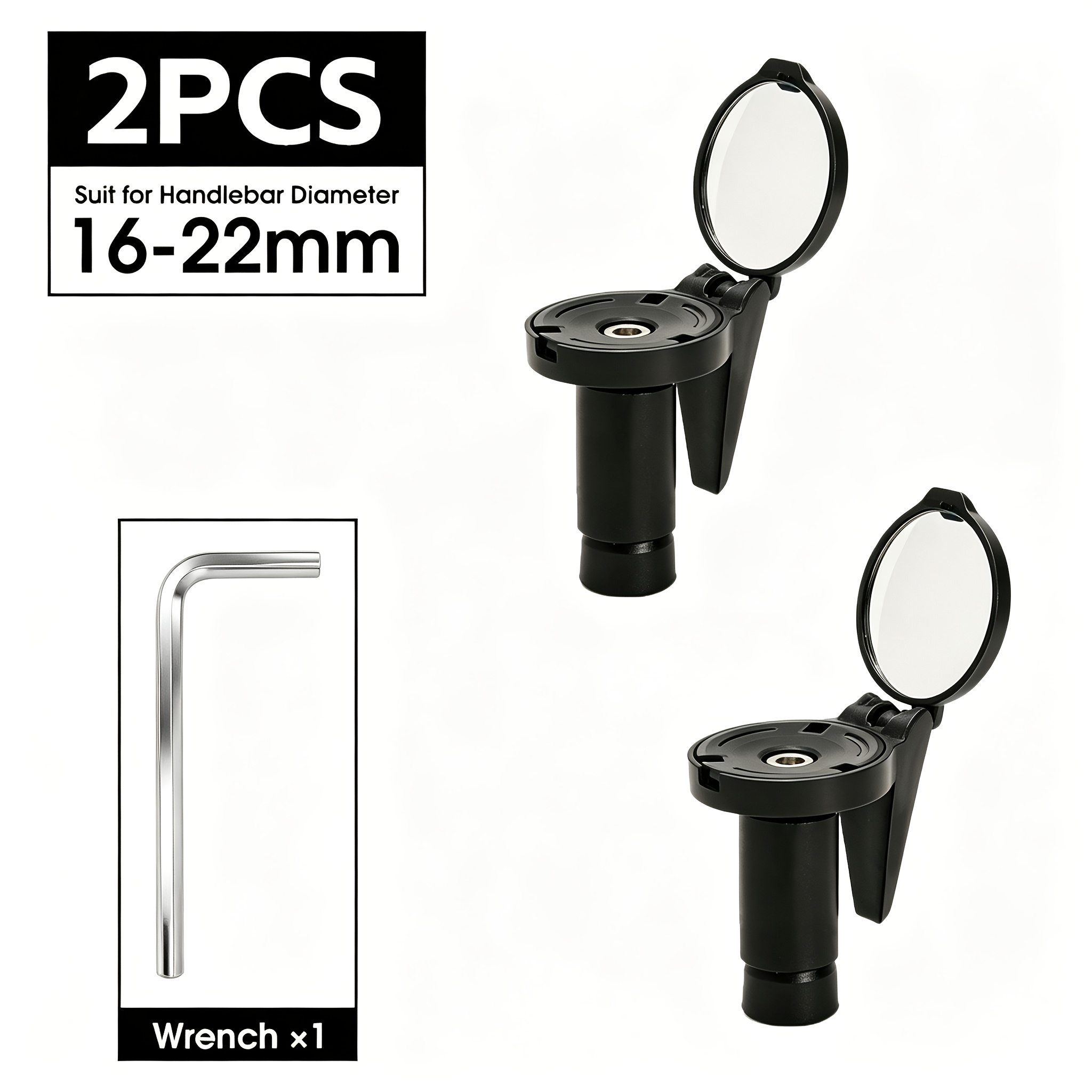 TEMU Specchietto per manubrio 2 pezzi - Specchietto per bicicletta pieghevole resistente con concavo regolabile a 360簞, per bici da , compatibile con
