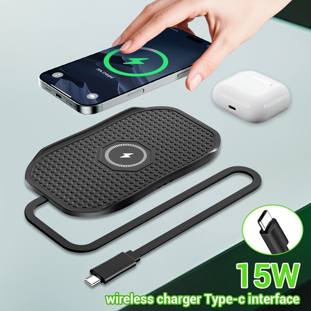 2025 new soft rubber car wireless charger anti slip pad 15w fast - Main Image