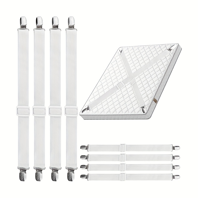 Pack Of 8 Bed Sheet Tensioners, Adjustable, 30-130cm, Elastic Bed Sheet Tensioners, Sheet Tensioners With Metal Clips, Bed Sheet Tensioners, Mattress Tensioners For Bed Sheet, Mattress, Sofa