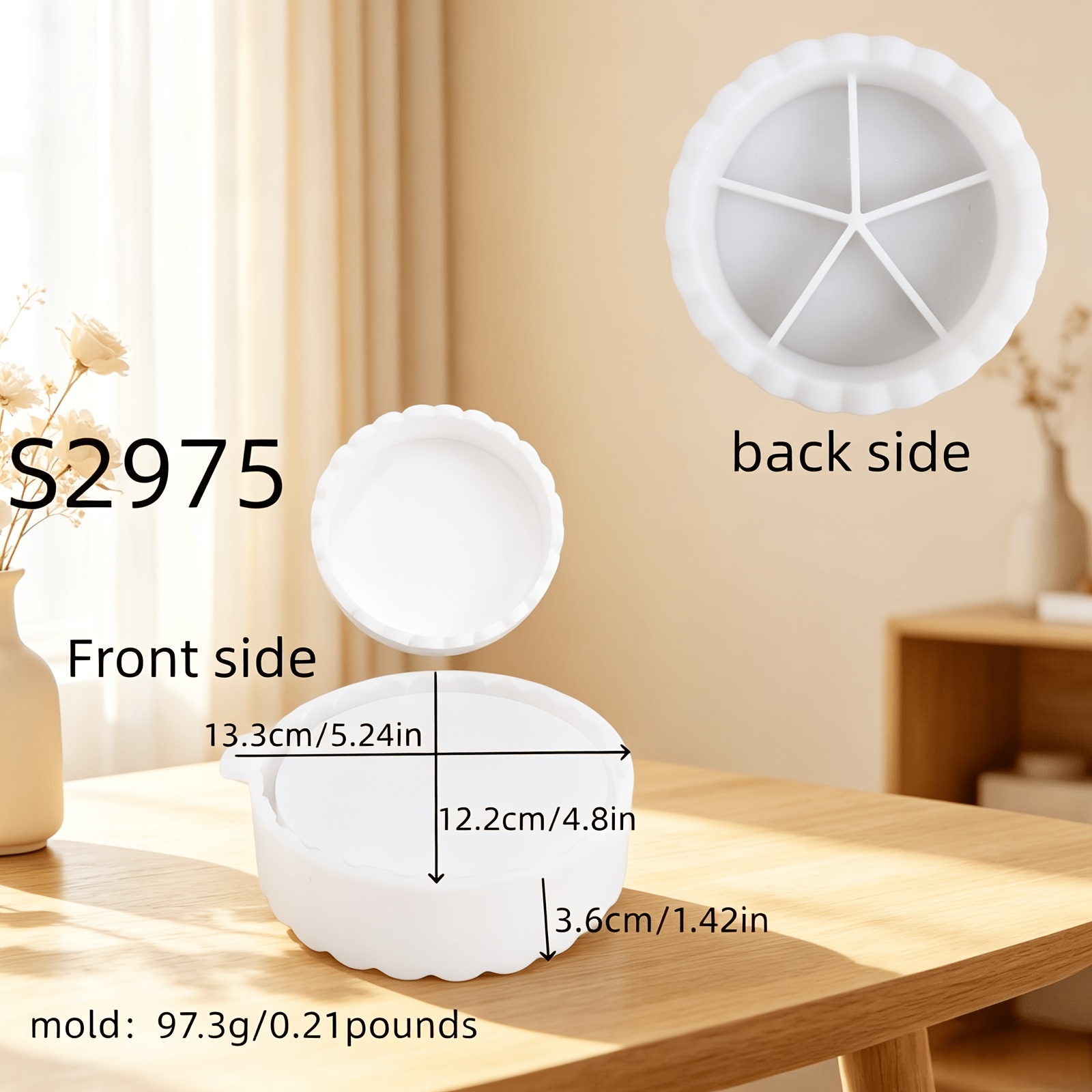 TEMU Resin Silicone Mold Heart-shaped Wavy Edge Storage Box For Storing Silicone Molds, Circular Tray Resin Casting Molds, Diy Gypsum Candle Jar