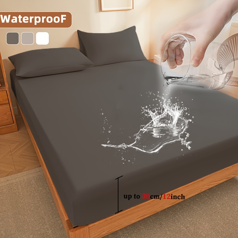 TEMU 1pc Waterproof Mattress Protector Cover, Noise-free Fitted Sheet, Stain-resistant And Machine Washable, Large Size Protective Cover, Medium Bed