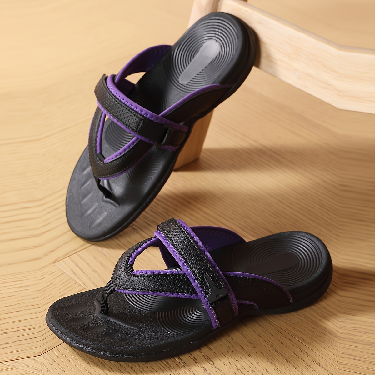   women s   support flip flops ultra light soft sole summer slides with non   stylish purple wedge beach sandals casual slip   for all day wear  able slippers   style pu synthetic cover summer sandals Product details 0