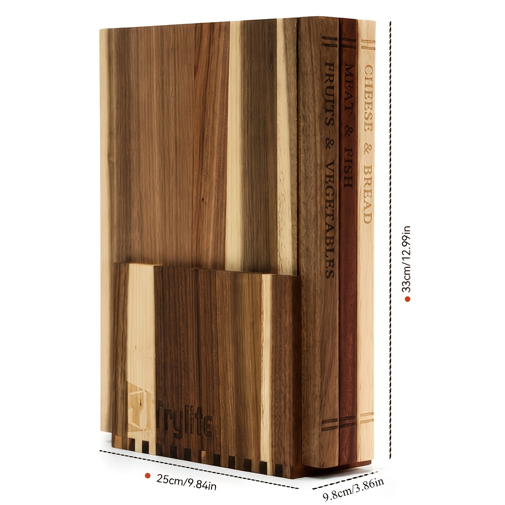 TEMU Wooden Cutting Boards For Kitchen, 3pcs Acacia Wood Cutting Board Set With Stand, Cutting Board That Looks Like Books For Vegetables, Cheese,