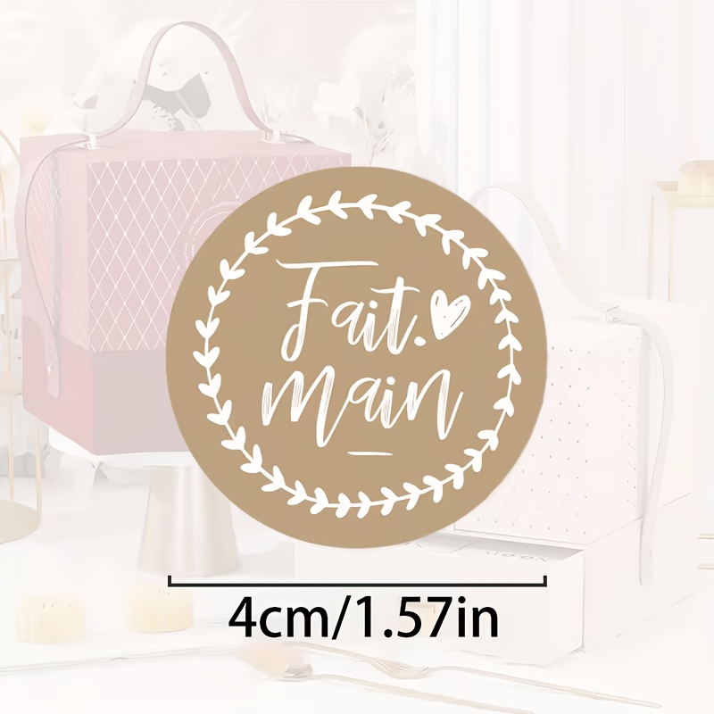 TEMU 96 Étiquettes Autocollantes "", Style Français Rond 4Cmx4Cm, pour Emballage Cadeaux, Étiquettes, Décoration de d'Enveloppes