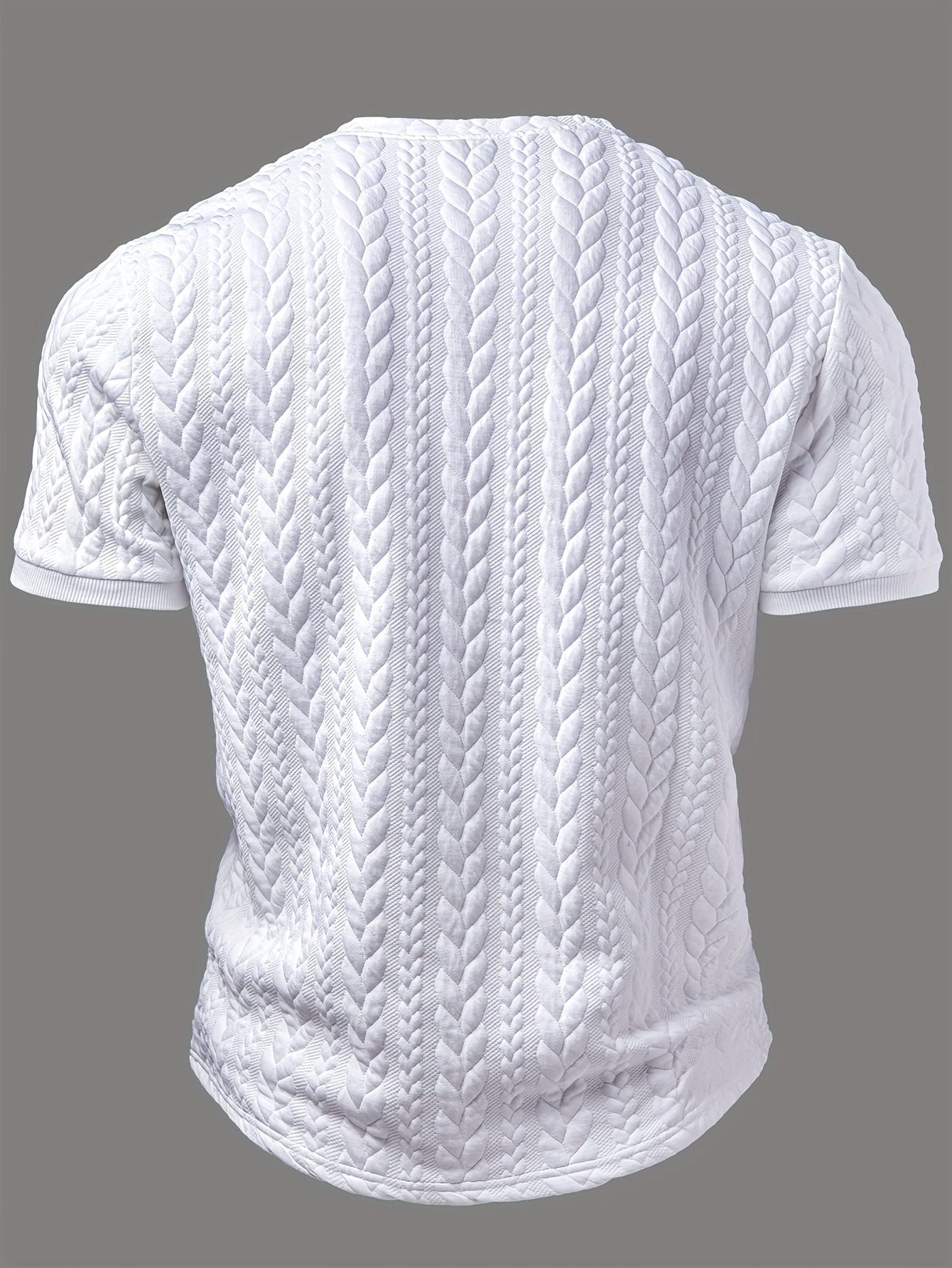 camisa henley masculina de verão com   jacquard em bloco de cores -    , abotoada, lavável à máquina,   com   de   e punhos pretos,   diário | design de   de cor | camiseta de tecido   detalhes 2