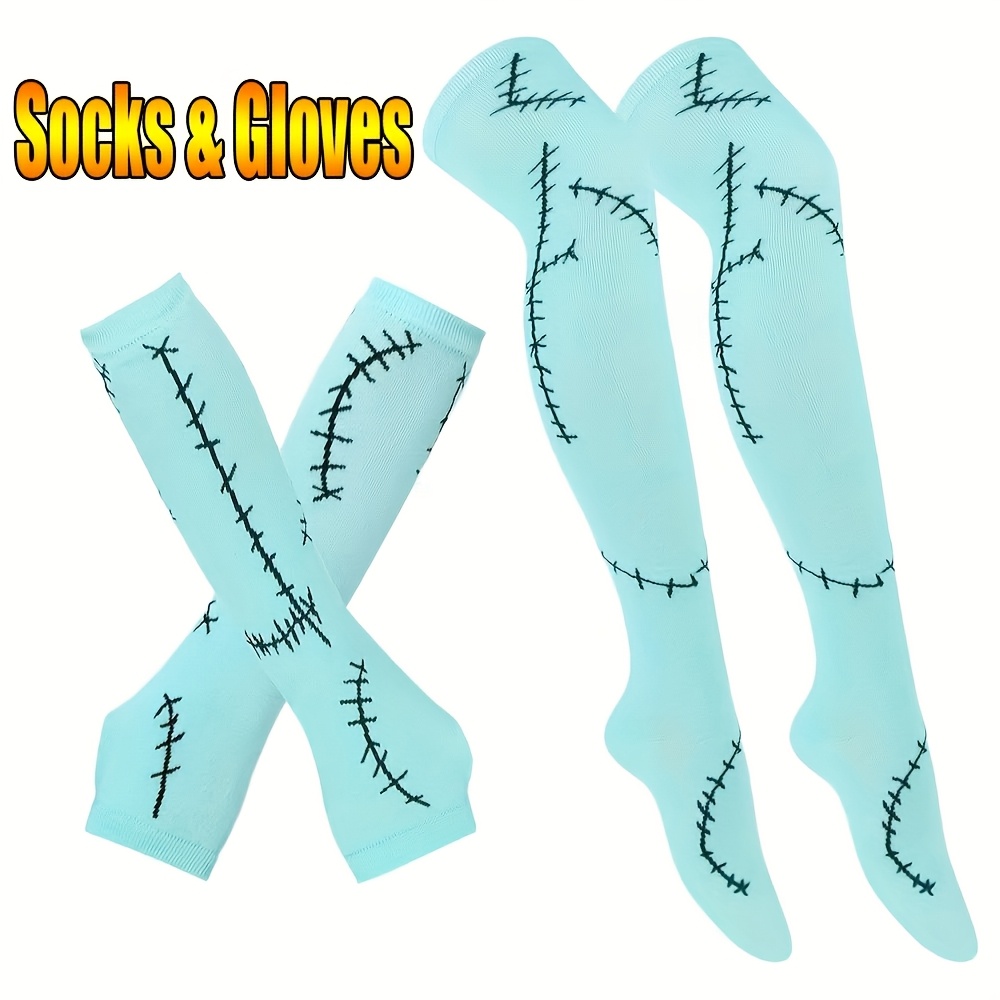 TEMU Women's Plus Size Over-the-knee Socks With Gloves - Over-the-knee Stockings For Cosplay, Themed Parties, Role-playing, And Casual Wear - Novelty