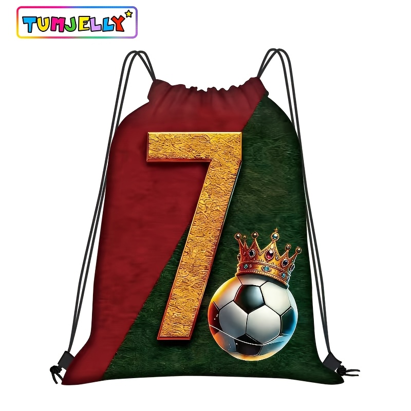 Image of Tumjelly Golden Soccer Drawstring Bag, Fitness Backpack Drawstring Bag, Travel Beach Sports Rope Bag Gym Bag Unisex, Drawstring Gym Bag