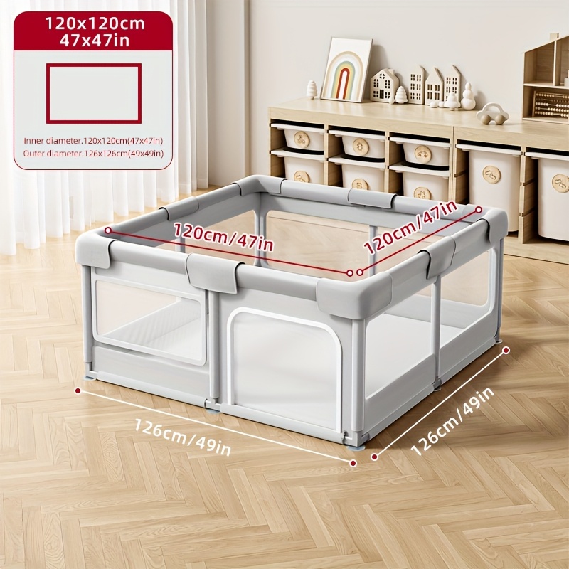 TEMU 1pc Child Playpen With Foam Baby Playpen Baby Safety Playpen Baby Fixed Activity Center Playpen Sturdy Breathable Safety Barrier, Indoor/outdoor