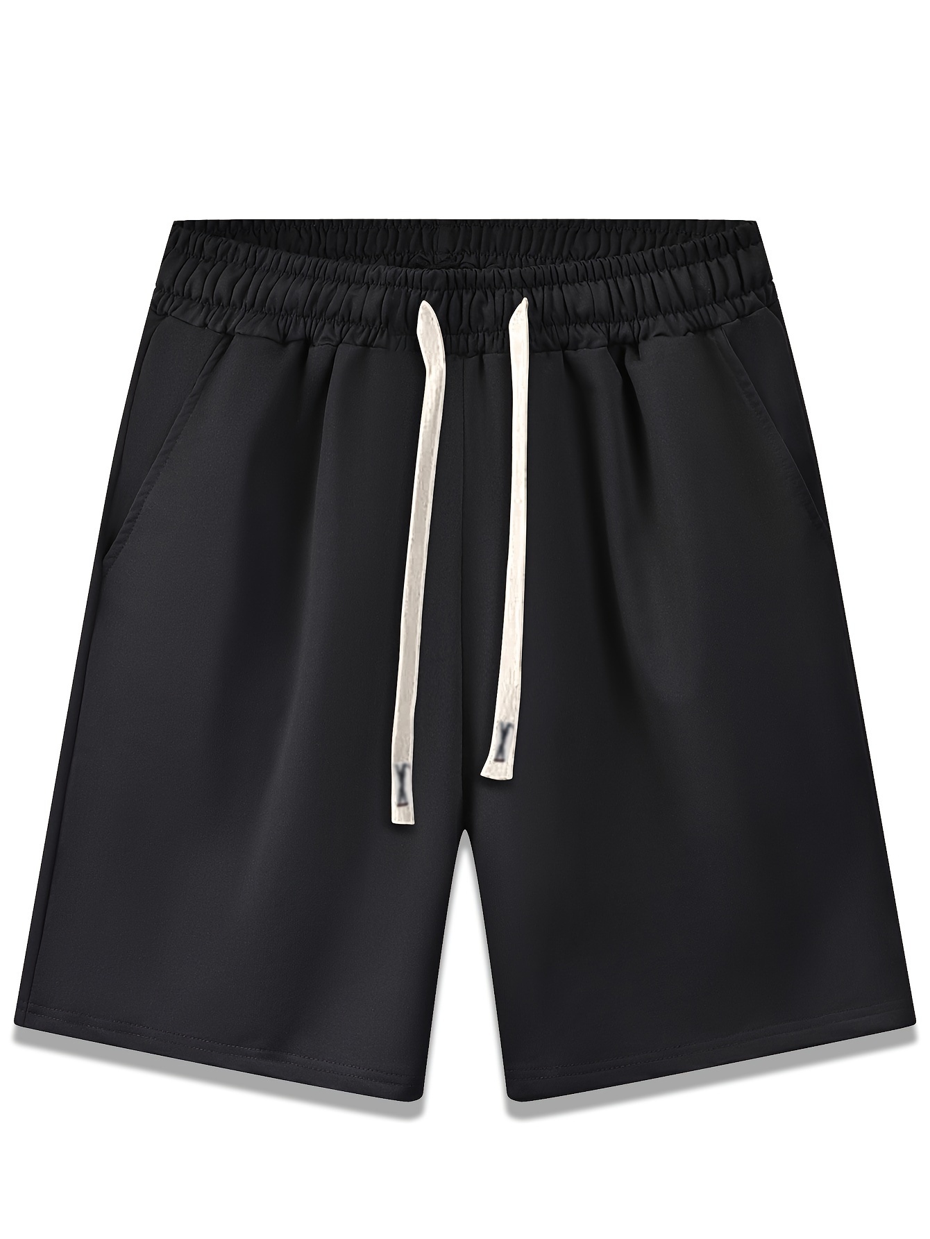 Shorts for Men Summer Solid Color Bead Drawstring Trouser Pocket