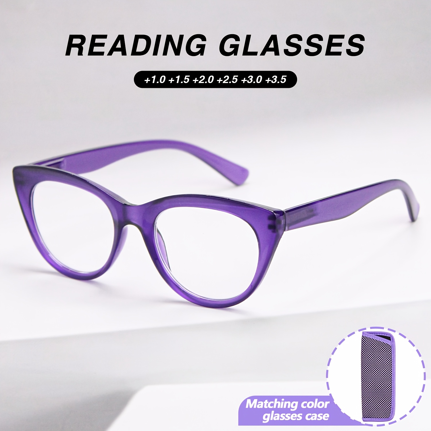 Trendy Cat-Eye Reading Glasses with Solid-Color Frame