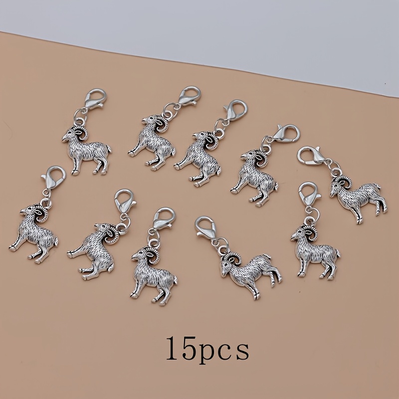 TEMU 15pcs Alloy Silvery Lobster Clasp Sheep Charms Sheep Pendant Pendants For - Ideal For Chains, And Bag Decorations, Charms For Making Keychain