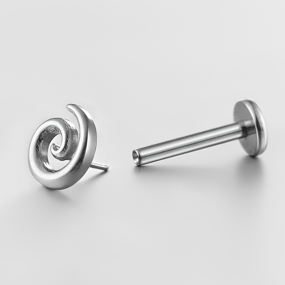 Women's 2D Flat Titanium Vortex Cartilage Tragus Earring