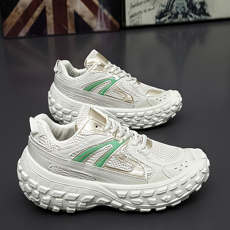 49#V2025 Spring Tire Shoe Mesh Upper Thick Sole Tire Shoe Mesh Upper Thick Sole Athletic Trendy Shoes Casual Dad Shoes