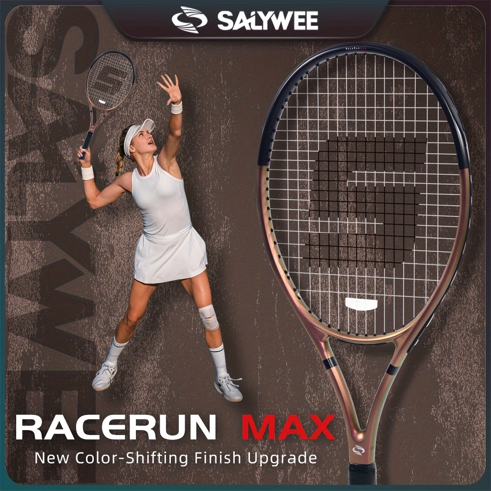 Chameleon Pro Tennis Racket - RaceRun Max | Carbon Fiber & Aluminum Alloy | Sparkling Finish | Pre-Strung 55lbs & Grip | Lightweight | Unstrung Weight 295±5g | Ready to Play All-in-One Kit (1 Racket+ Bag + Balls + Ombre Overgrip) | SALY