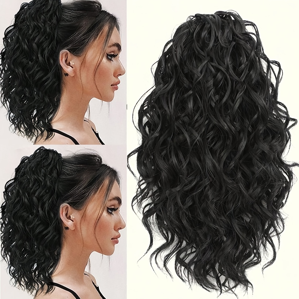 Image of 14 Inch Water Ripple Small Grab Clip Ponytail Synthetic Wig Ponytail Dyed Suitable For Women Wig Halloween Outfit Hair Extensions