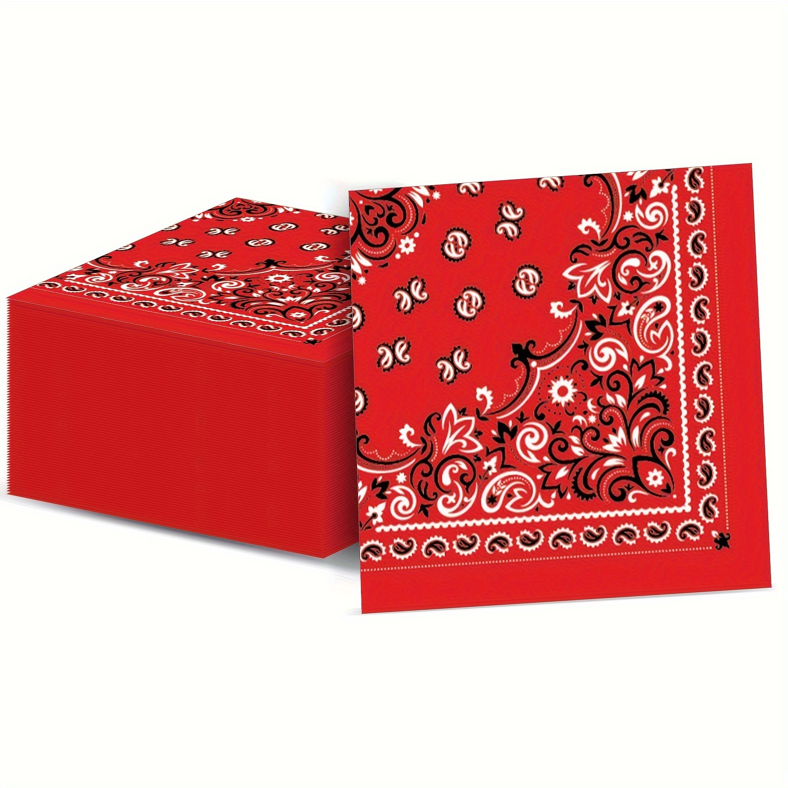 

Western Red Party Tableware Set - Paisley Cowboy & Cowgirl Theme Paper Plates, Cups, And Napkins For 24 Guests