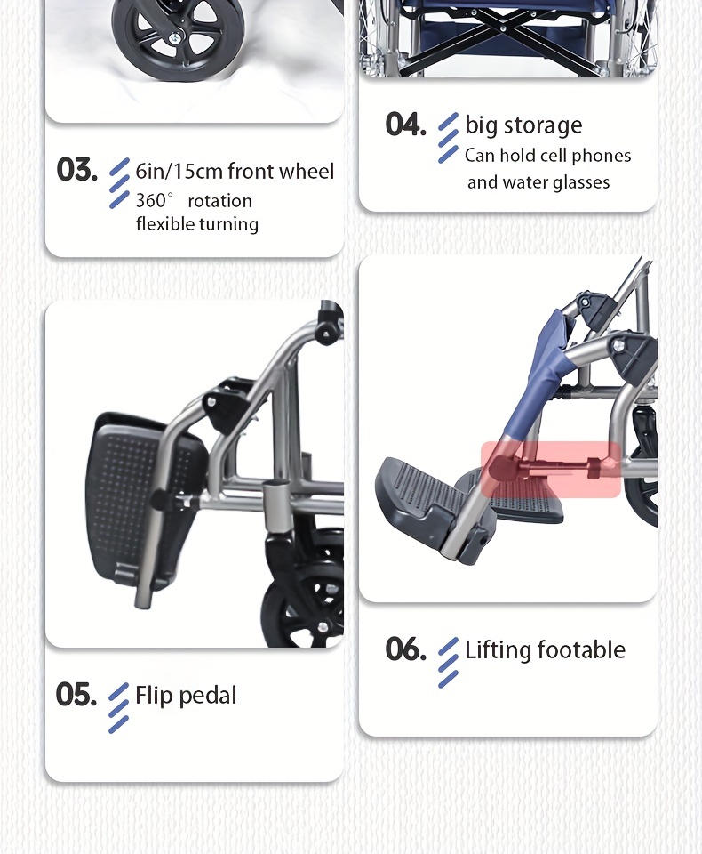 only 23lbs multi function manual wheelchair with   adult wheelchair light foldable wheelchair 20 inch rear wheel foldale pedal for seniors Product details 11