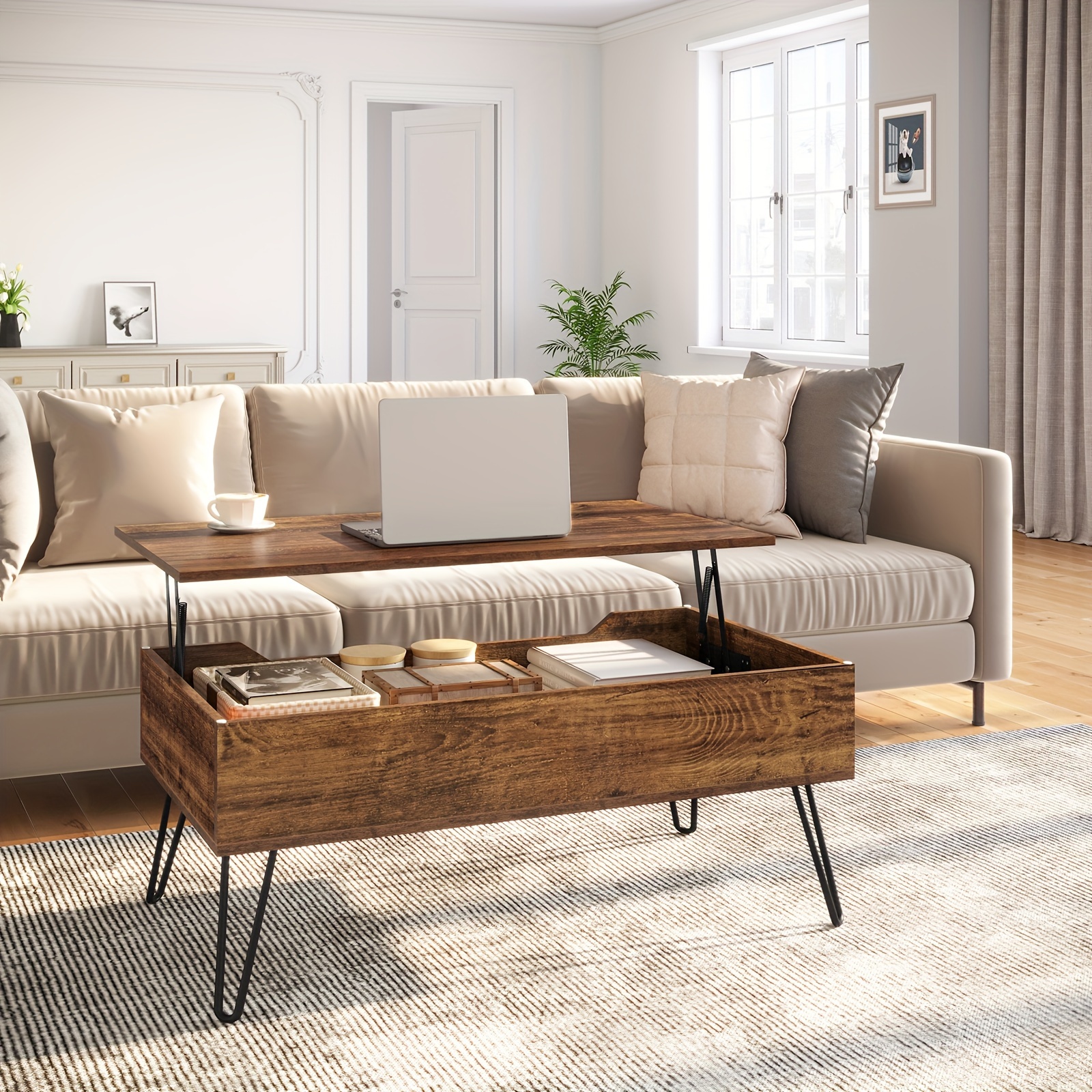 1pc Mesa de Centro para Sala de Estar, Altura Ajustable, Extensible, Mesa de Centro con...