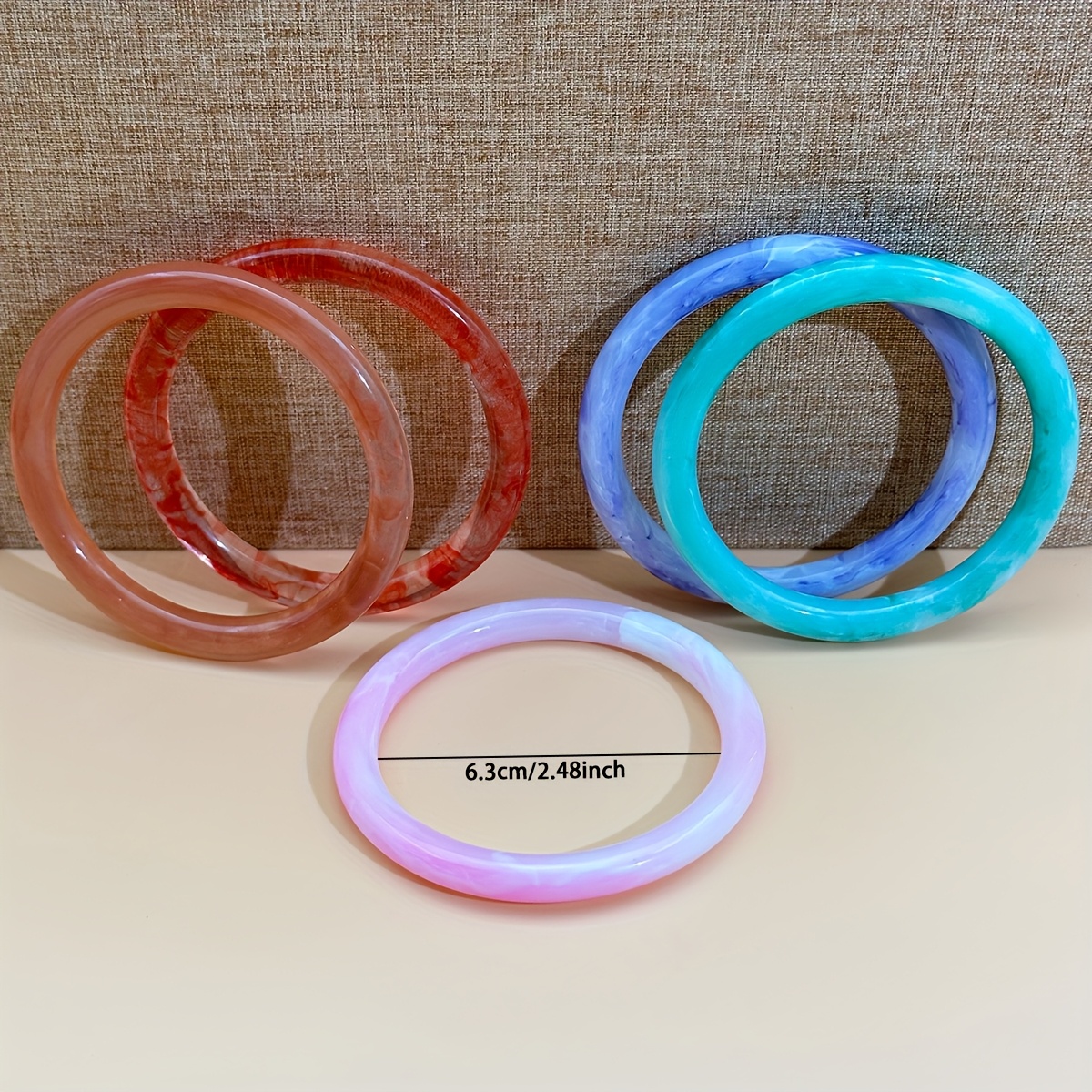 5pcs Gradient-Colored Resin Bangle Set, Stylish Gift