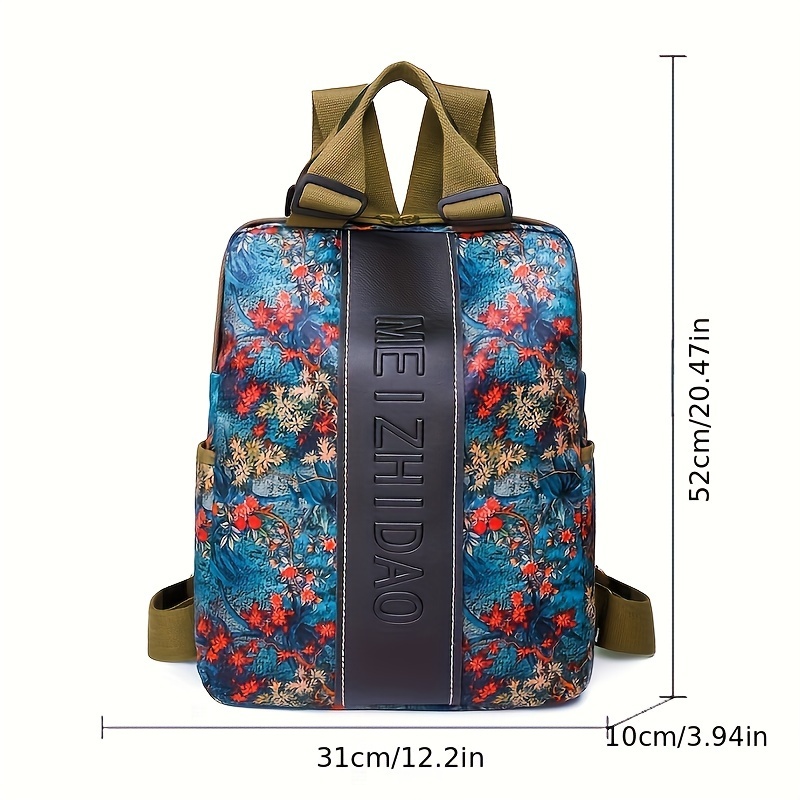 Mochila antirrobo para mujer, mochila de gran capacidad con estampado de moda, mochila ligera de nailon para portátil para viajes informales, desplazamientos y uso al aire libre, patrón aleatorio