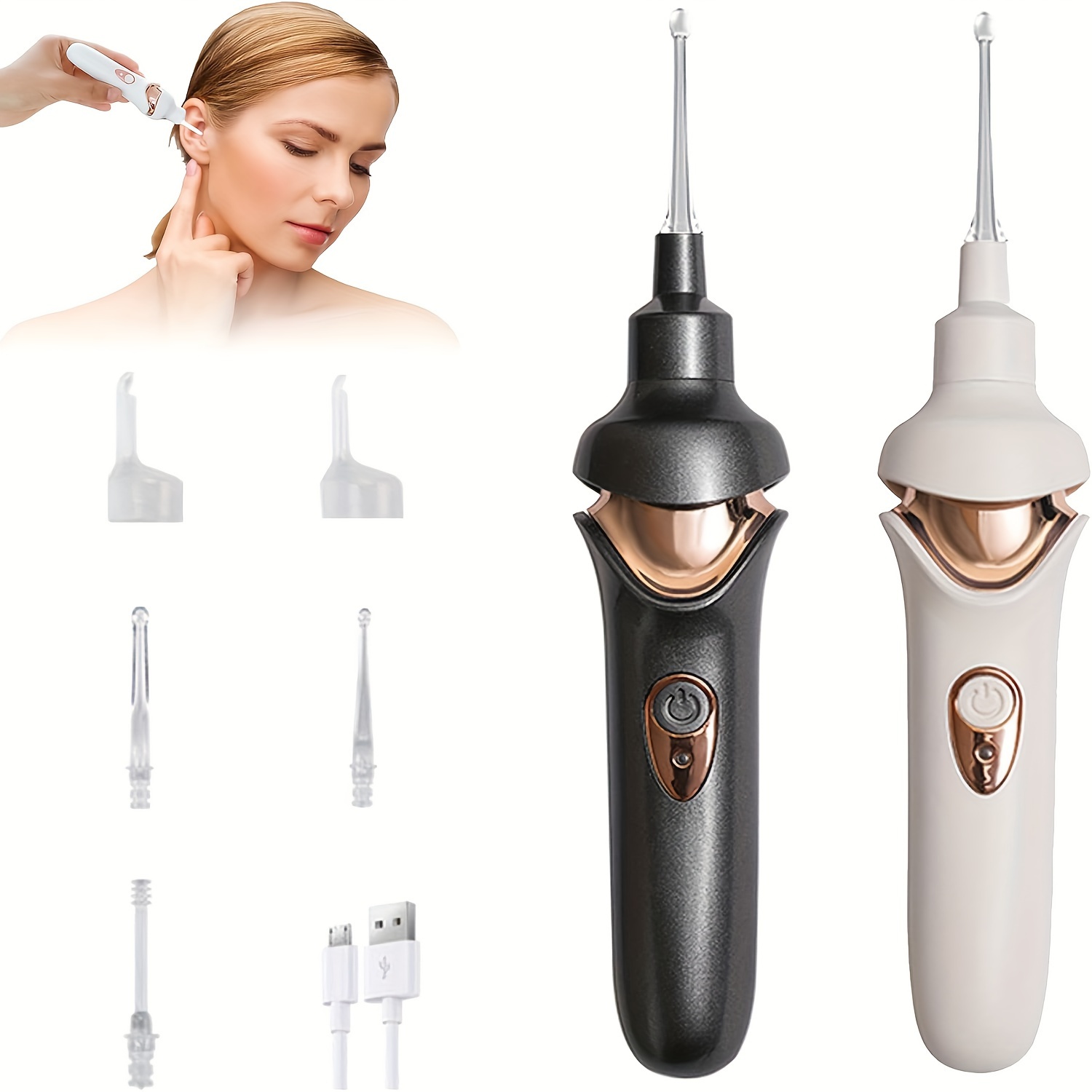 

Ear Wax Vacuum Removal Electric Ear Cleaner With Light Vacuum Suction Ear Cleaning Kit Usb Charging Ear Wax Remover