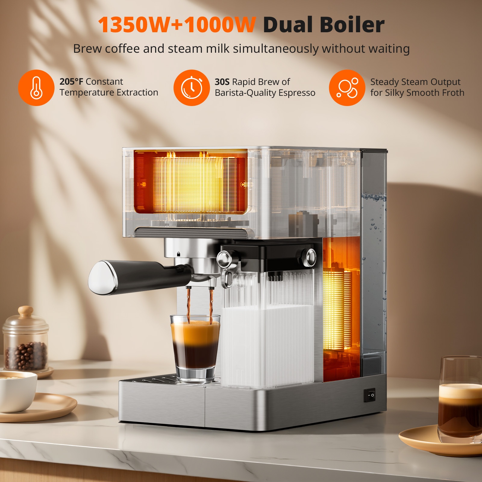 20-bar 3-in-1 espressomachine met automatische melkschuimer