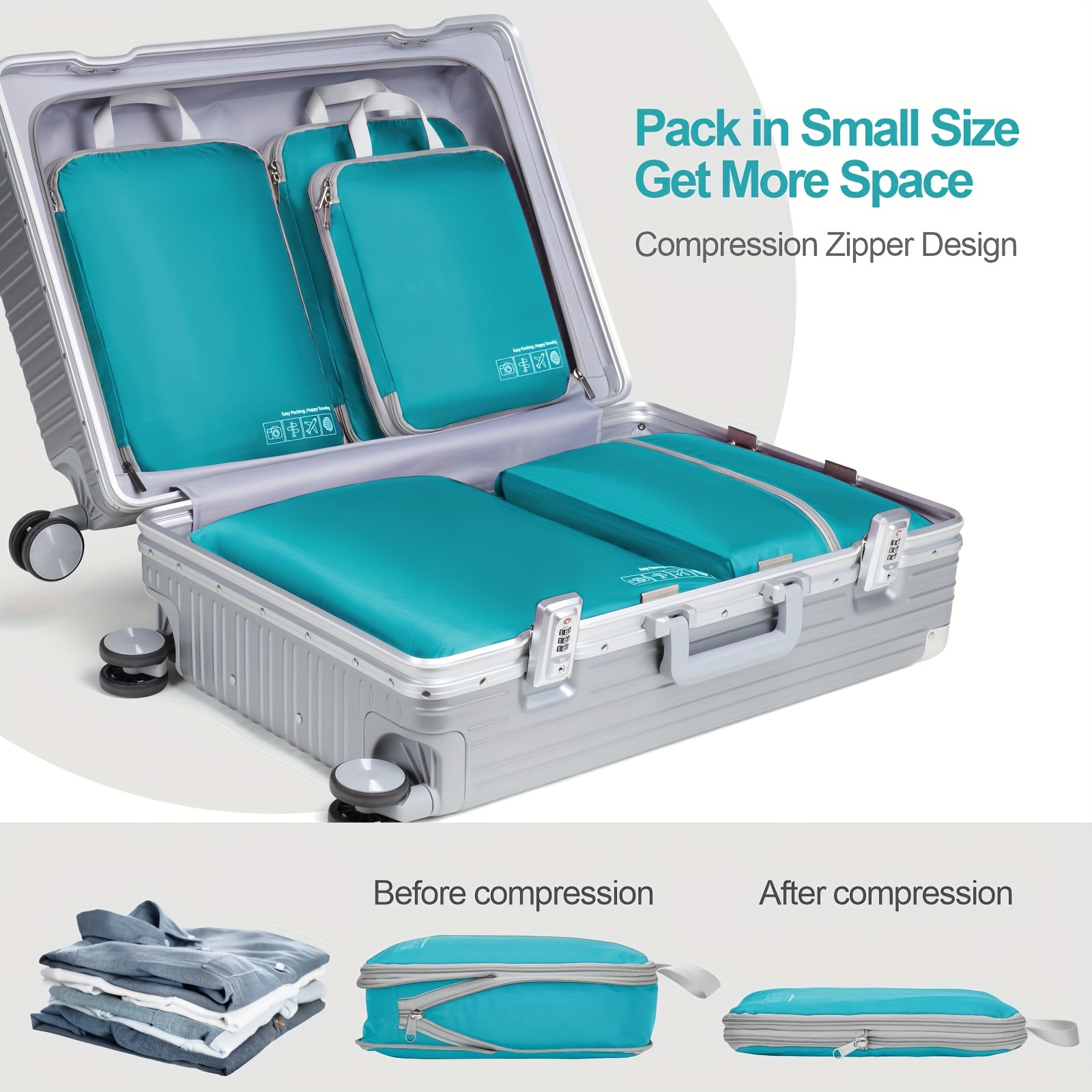 Compression Packing Cubes Travel Luggage Organizer - Temu United Kingdom