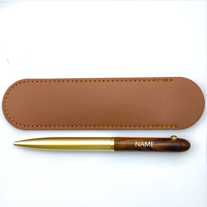 TEMU Luxury Set, Featuring A Soft Faux Leather Pen Sleeve And Replacement Refills, 0.5mm Medium Nib, Twist-action Retractable Design, Customizable