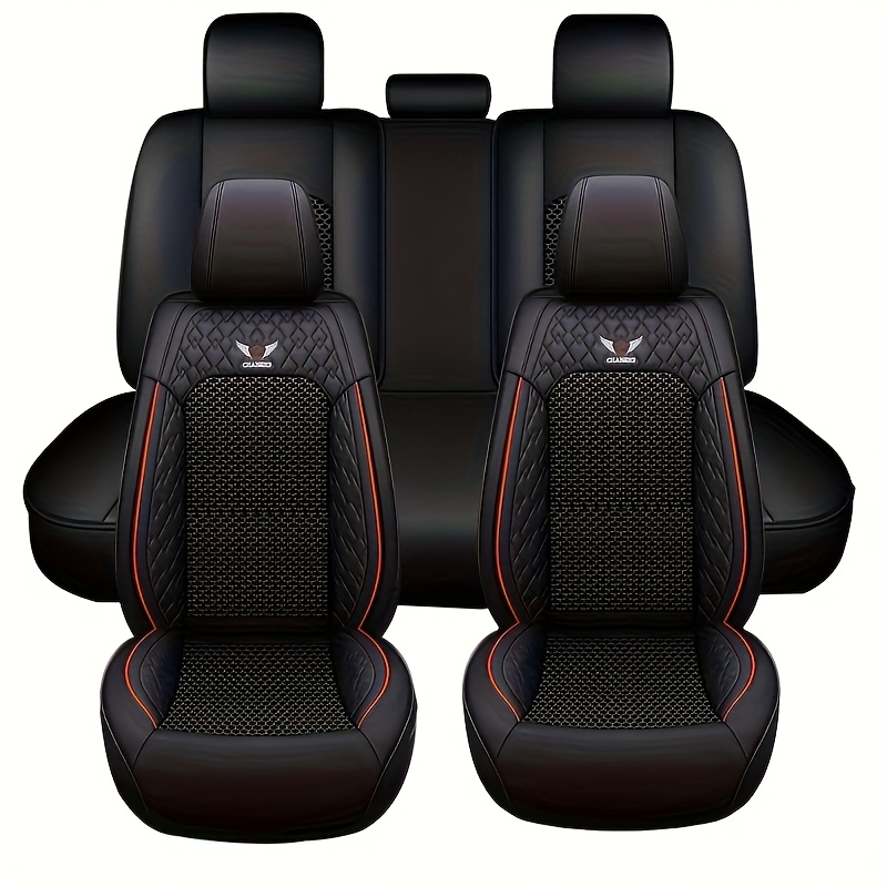 TEMU Car Seat Covers, Five-seat Car Cushions, Semi-wrap Car Seat Covers, Pu Leather Seat Covers, Car Seat Cushions, Full Car Five-seat Covers,