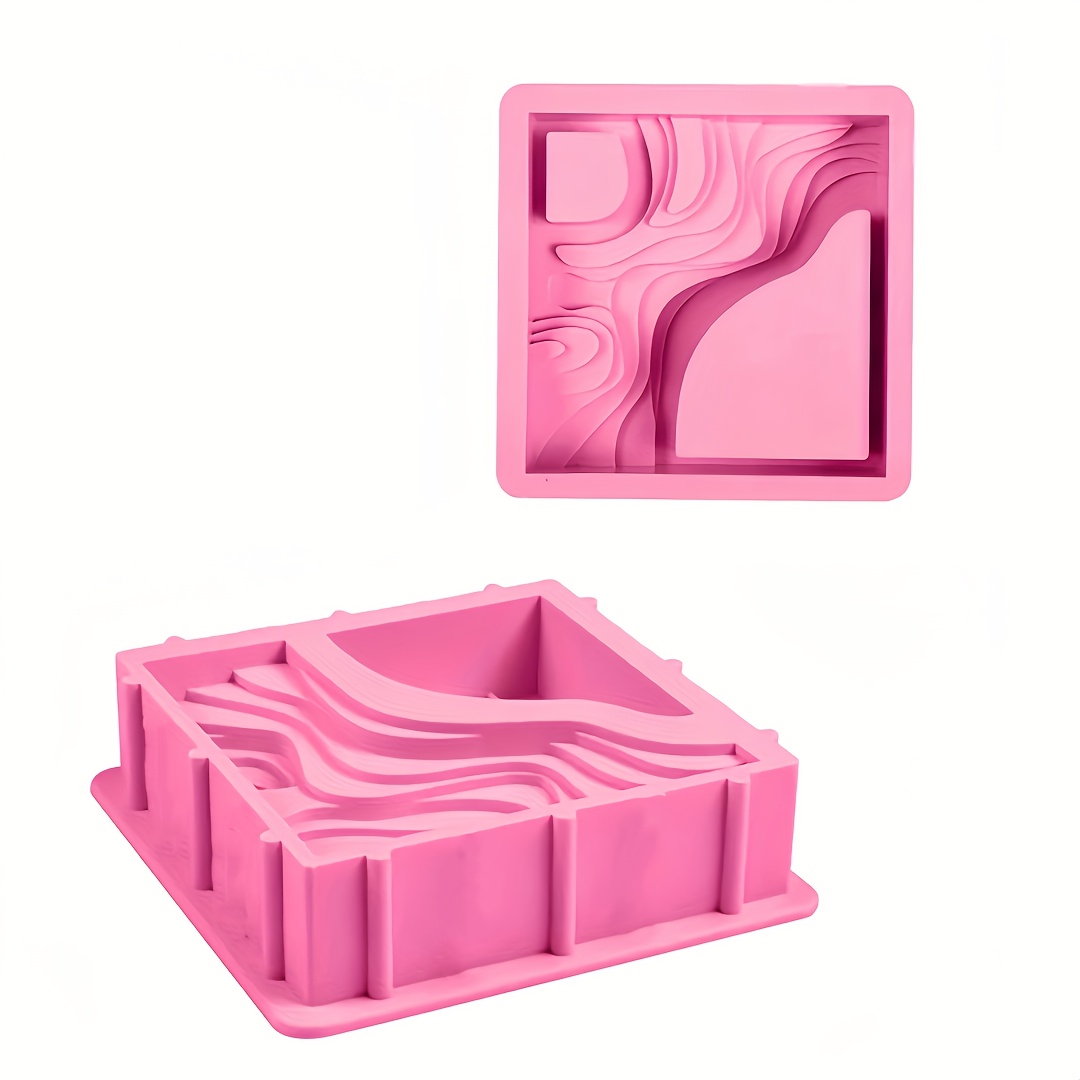 E-shop Rosa Quadratischer Blumentopf Silikonform, Gips Silikonform, Terrassenfeld Design, für Blumentöpfe, Sukkulenten Töpfe, Vielseitig für Gips,