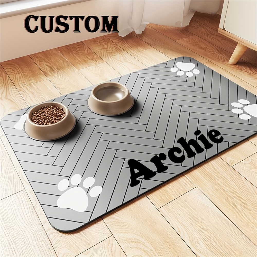 Customizable Quick-Pet Feeding Mat with Paw Print Design