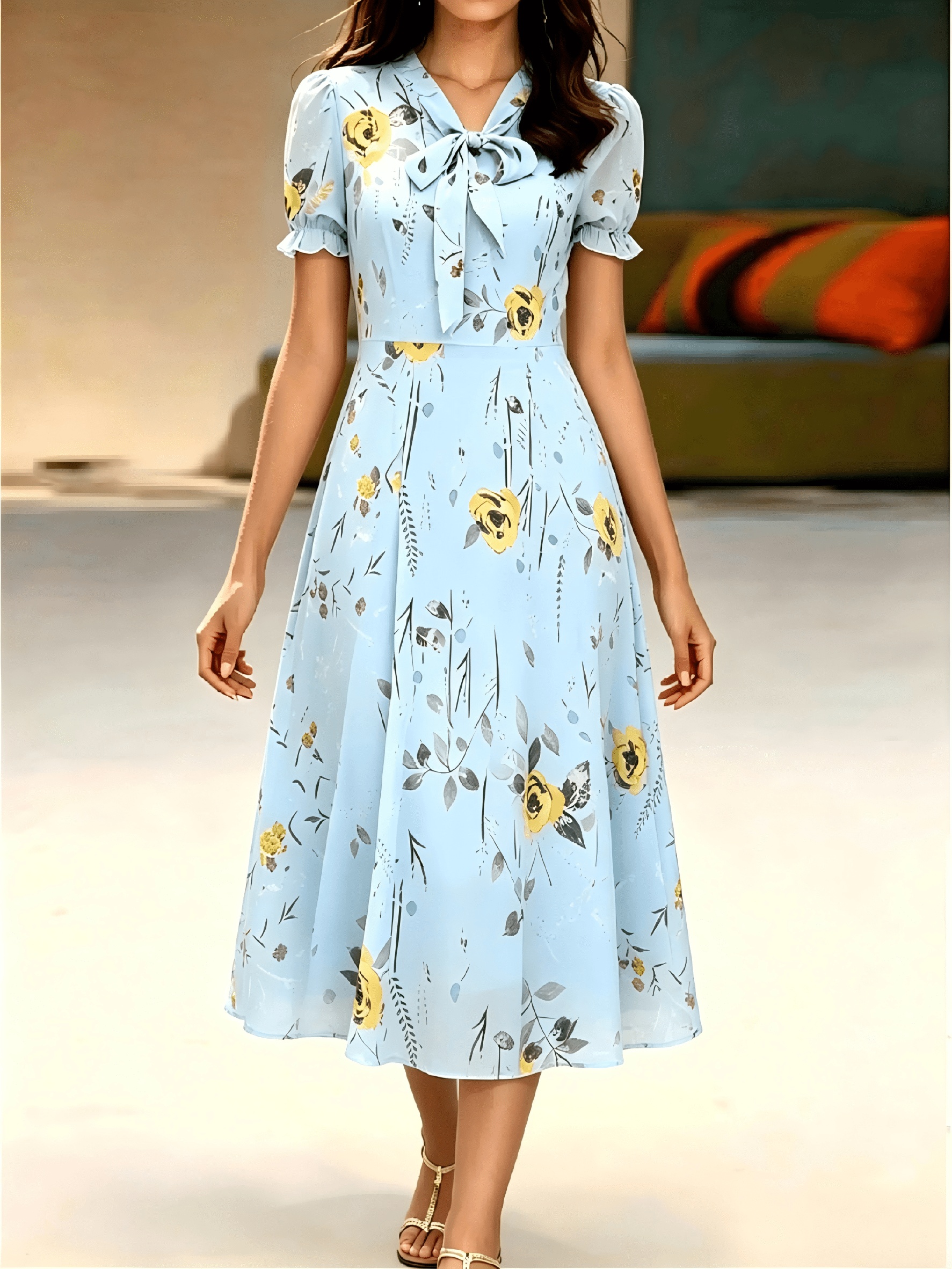 midi t shirt dress with sleeves Kathryn Navy Flower Jersey Midi T-Shirt Dress  Finery London