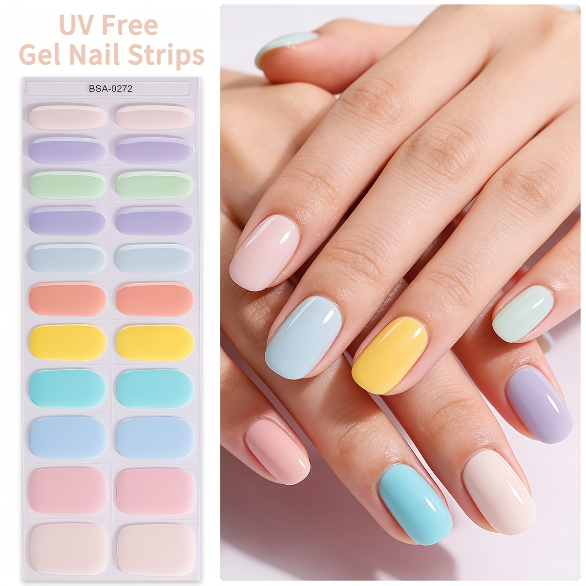 22pcs Self-adhesive Gel Nail Full Wraps - No Lamp/no Curing Required, -free Instant Nails Suitable For Diy Manicure, Long-lasting Resin Nail Strips With Solid Colors (no Glue/)