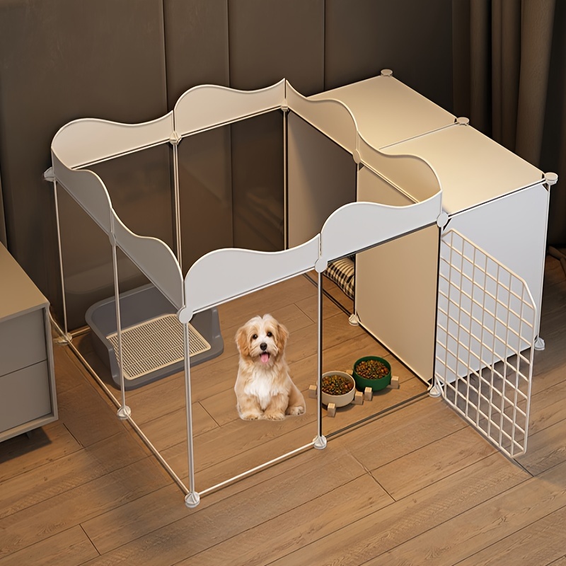 

3- 1-layer 2-row Playpen With Fence Panels, Small Dog Kennel, Indoor Puppy Pen, Pet Cage For Home Use