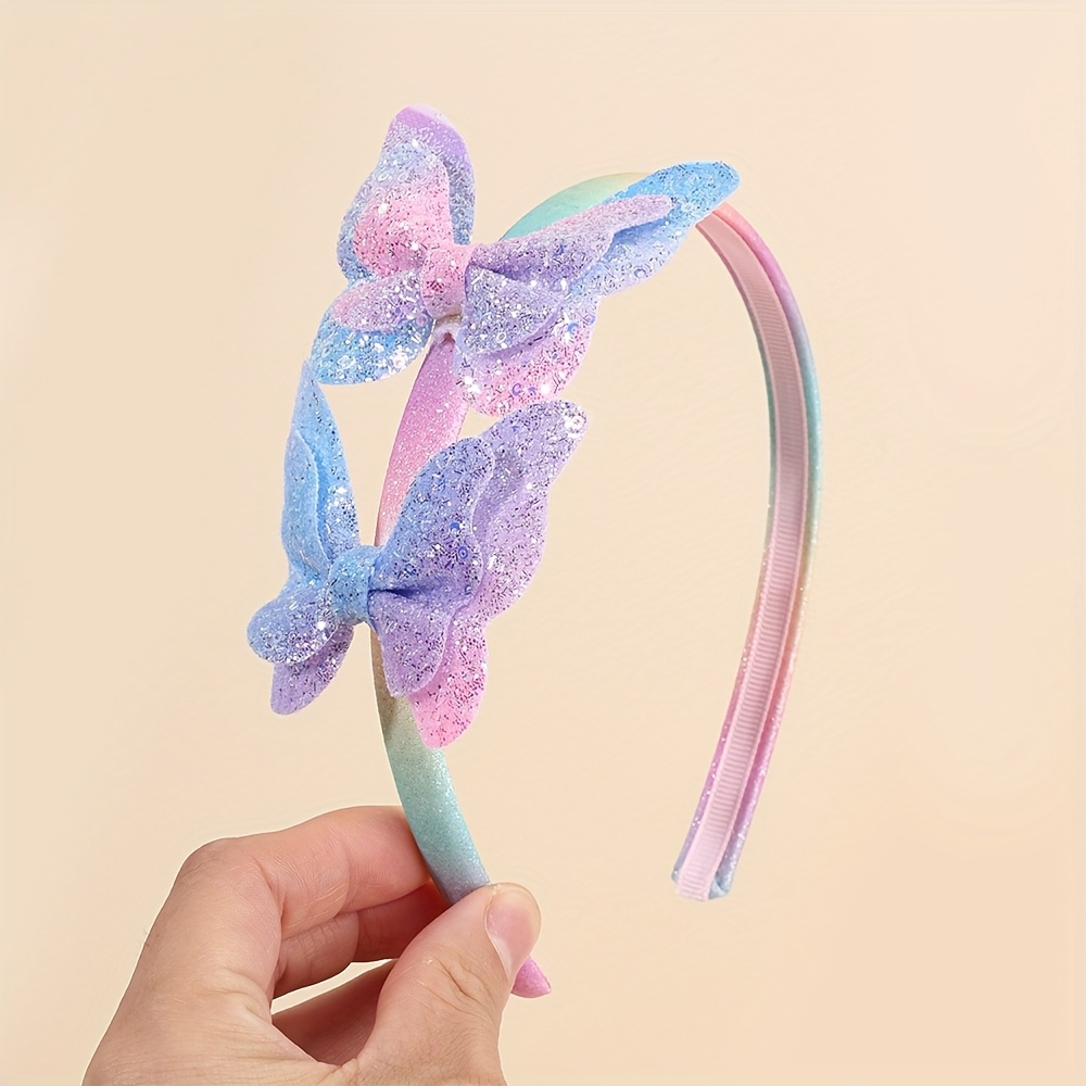 TEMU 1pc Gradient Color Hair Bands For Glitter Polyester Headbands Hoop Perfect For Birthday Parties, Princess &