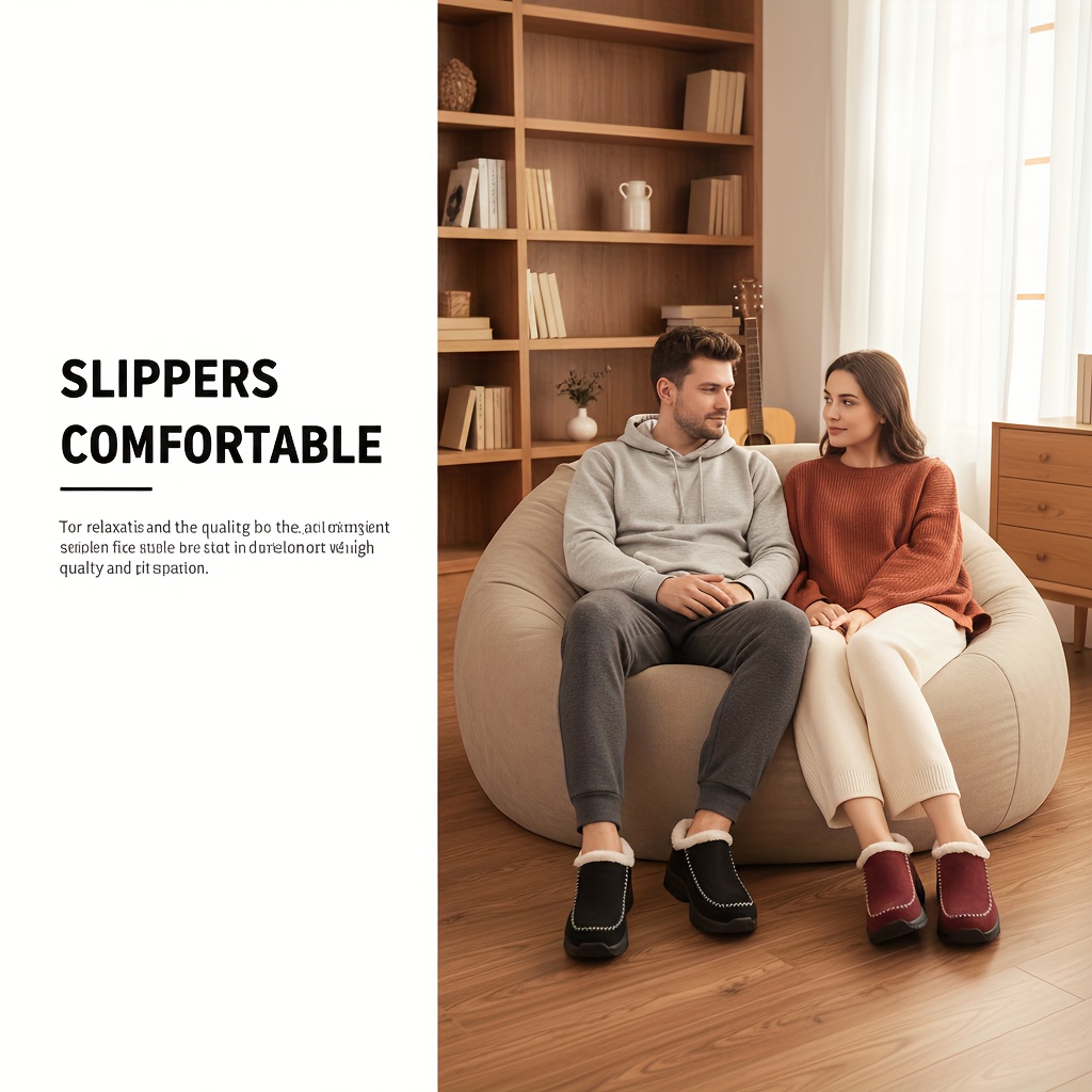 warm lined snow boots for women winter slippers with anti slip rubber sole cozy indoor outdoor house shoes comfortable slip on mules for cold weather thermal plush lining home loafers christmas gift cold weather footwear   slippers Product details 1