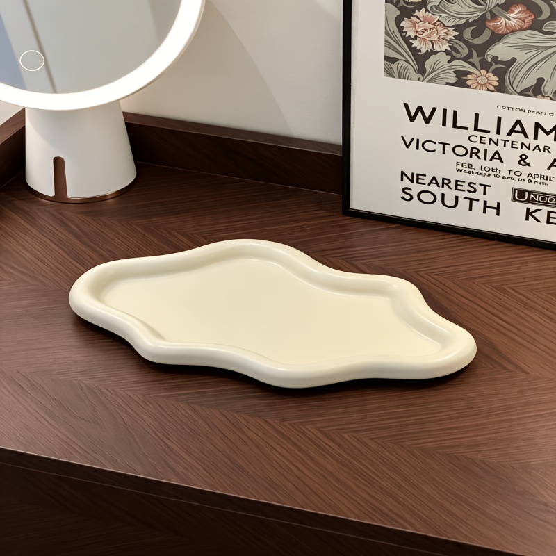 TEMU Plateau de Rangement en Céramique Style Nuage, Plateau Organisateur pour Bijoux, Rouge à Lèvres et Soins de , Ornement Décoratif , Convient pour