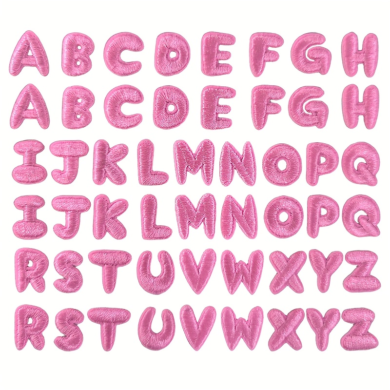 Image of 52 Pink Small English Letter Cloth Stickers For Teaching Letters, Down Jackets, Clothes, Hole Decorations, Cartoon Embroidery Patches