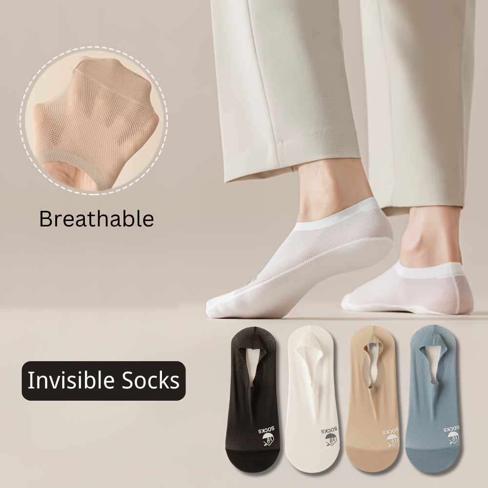 Calcetines invisibles de seda de hielo transpirables, calcetines invisibles  para hombres y mujeres, corte ultra bajo, antideslizantes, forro plano