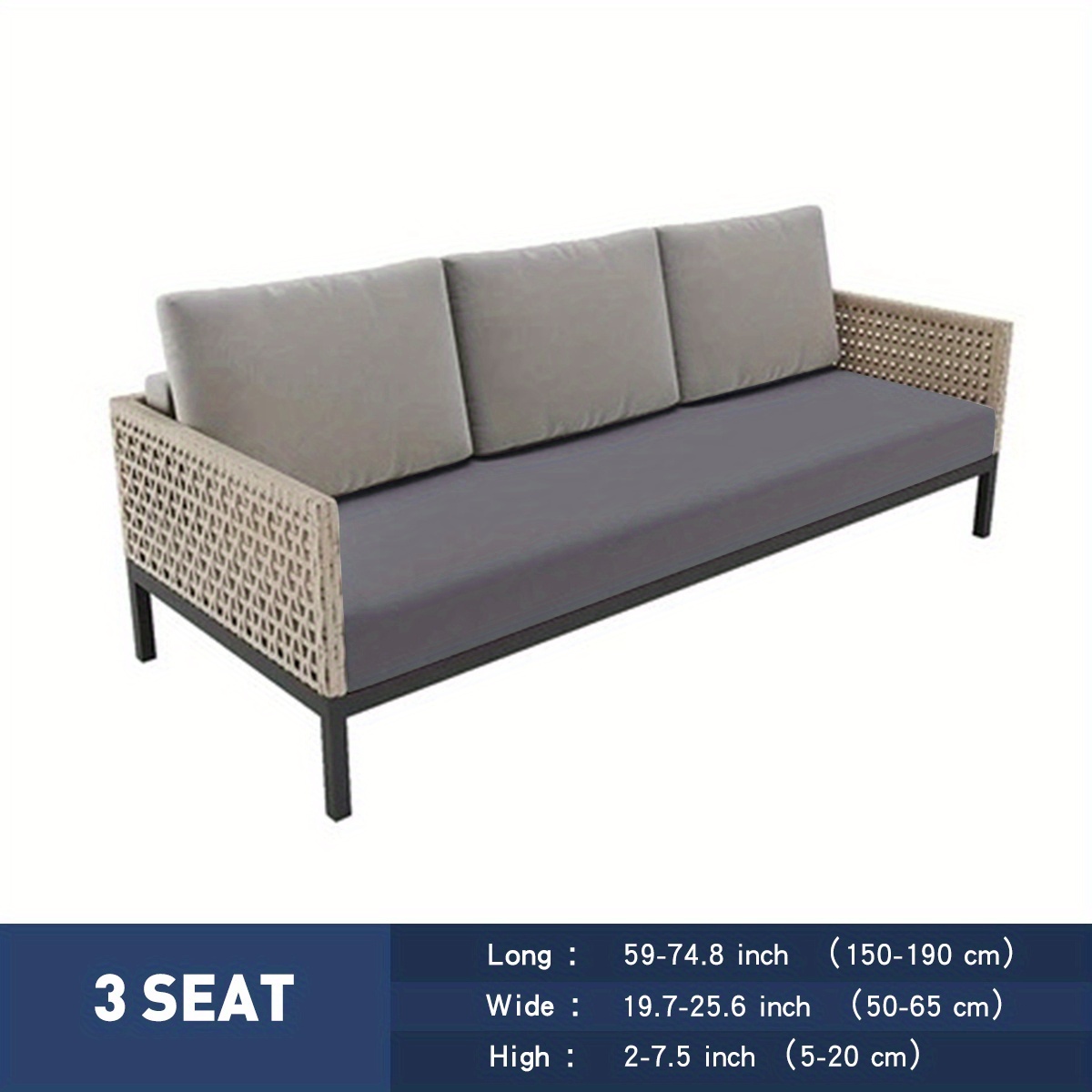 1pc 1/2/3 Seater Stretch Outdoor Patio Cushion Cover Elastic Outdoor Seat Cushion Cover Replacement Patio Furniture Sofa Couch Sofa Cover, Soft Flexible Washable Furniture Protector