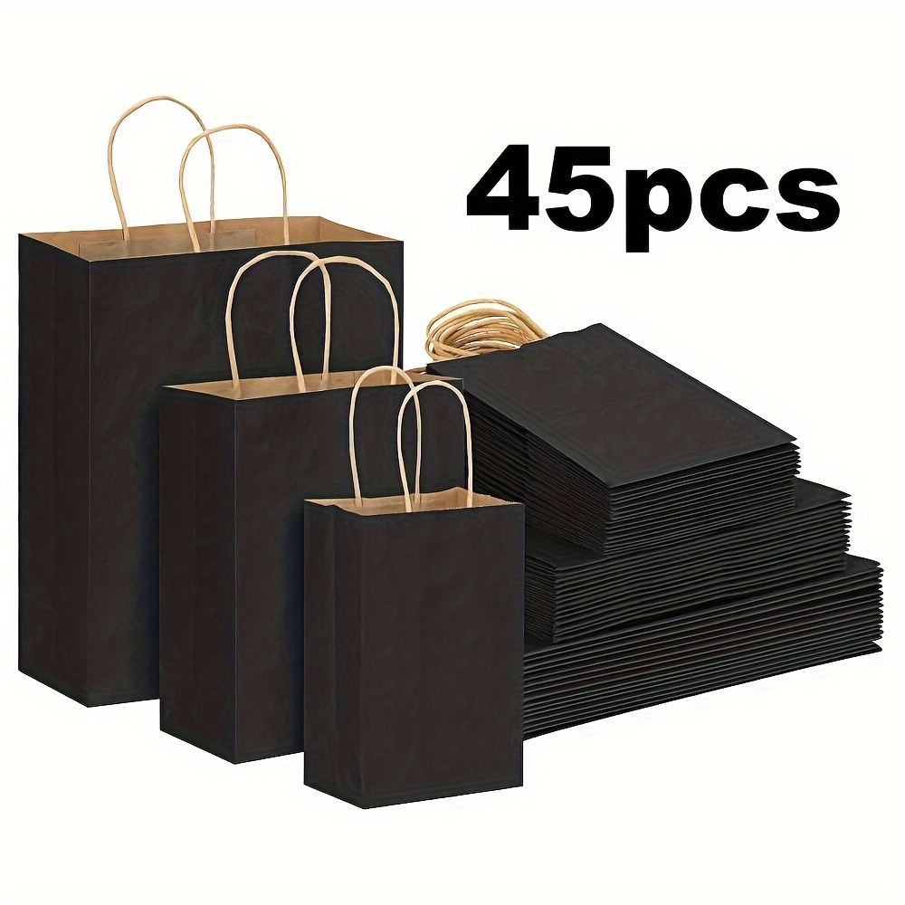 

Value Pack 45pcs Black Paper Bags With Handles Mixed Size Bulk Paper Gift Bags For Business, Shopping, Retail, Merchandise Bags