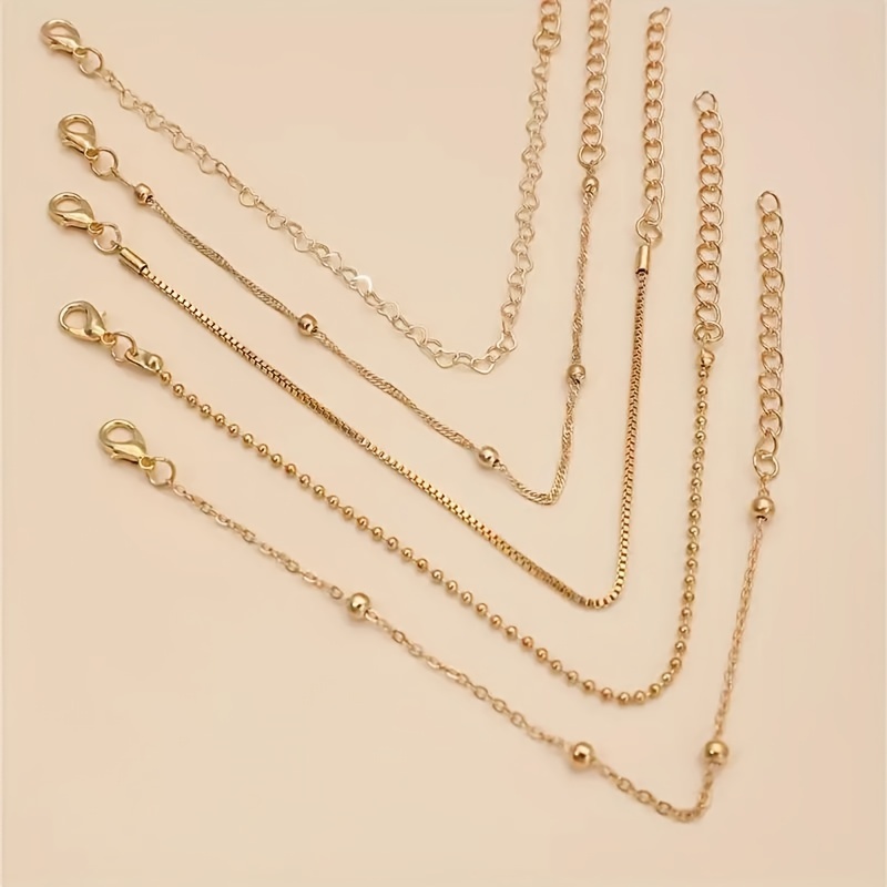 Set Of 5 Delicate Chain Bracelets Jewelry