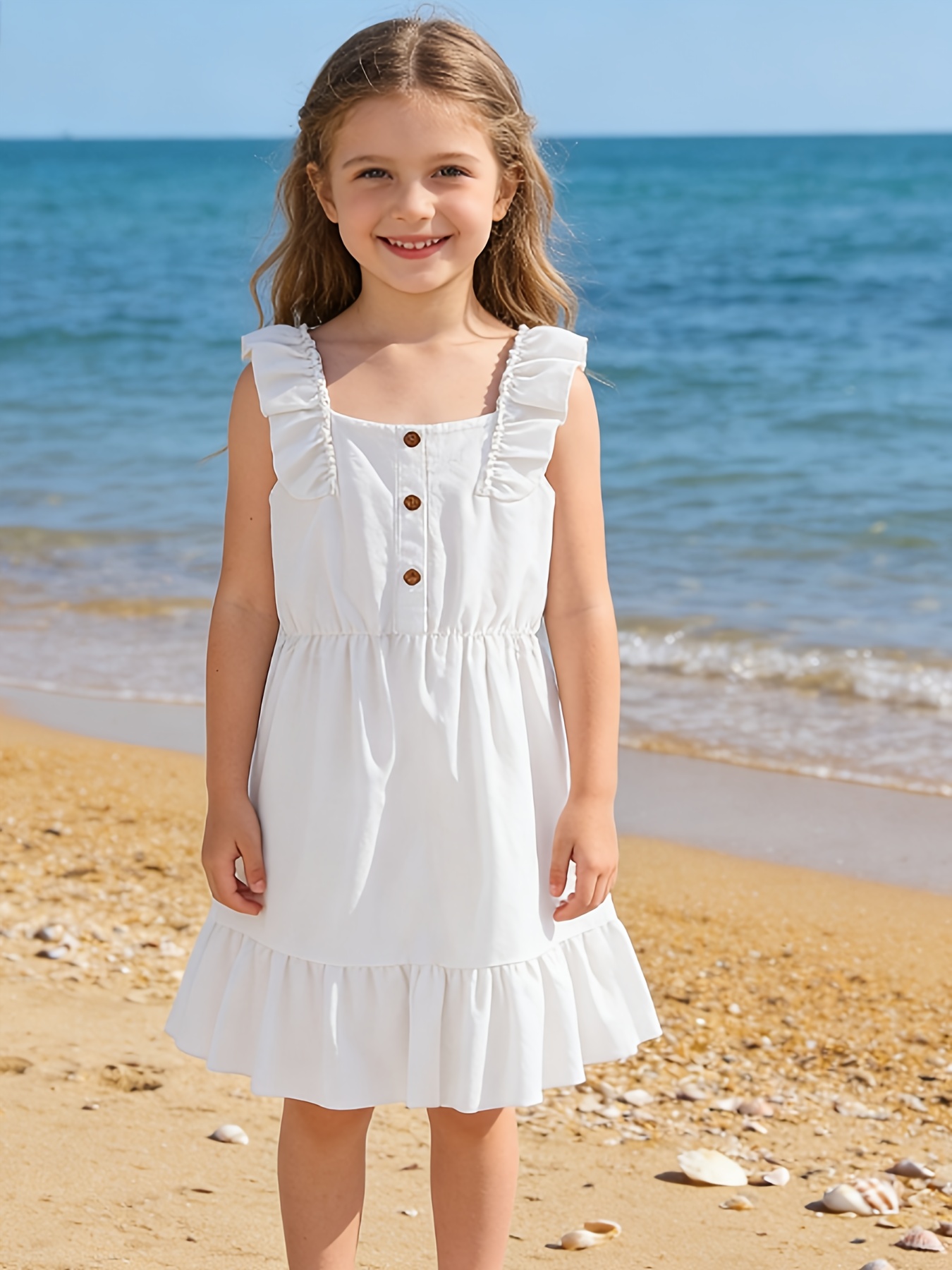 girls white beach dresses Lucie Dress (white muslin) 5T