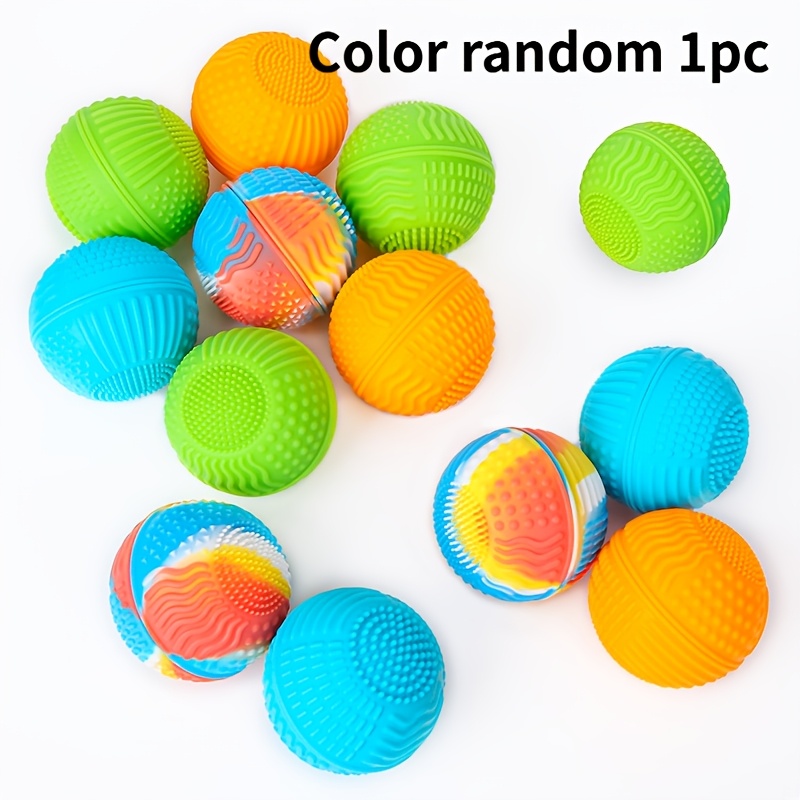 Image of Silicone Fidget Balls Set Multi-textured Quiet Sensory Touch Balls For Adults Kids Fine Motor Skills Hand-eye Coordination Pet Play Toy Random Balls